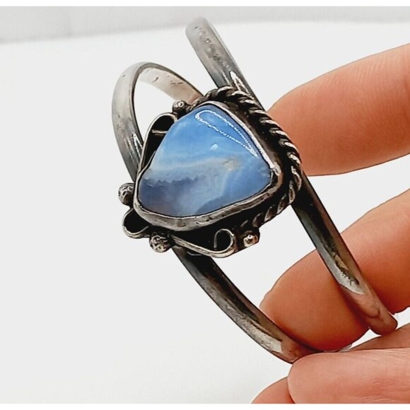 NAVAJO BLUE STONE STERLING BRACELET 925 - Picture 2 of 13